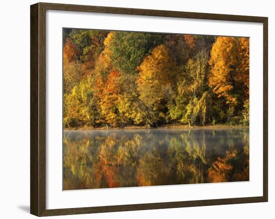 Fall color along the New River, Appalachian Mountains, Jefferson National Forest, Virginia, USA-Charles Gurche-Framed Photographic Print