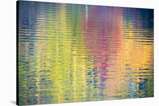 Fall Color Trees Reflected in Rippled Water-Trish Drury-Stretched Canvas