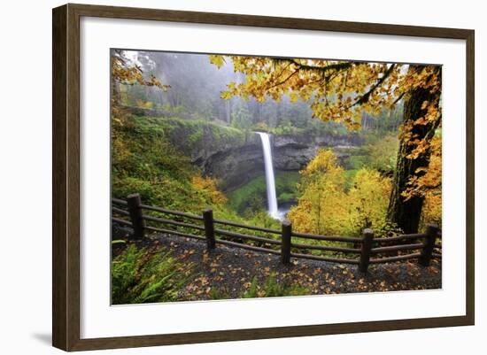 Fall Colors Add Beauty to South Silver Falls, Silver Falls State Park, Oregon-Craig Tuttle-Framed Photographic Print