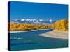Fall Colors Along the Yellowstone River Below the Absaroka Mountains Near Springdale, Montana-John Lambing-Stretched Canvas
