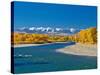 Fall Colors Along the Yellowstone River Below the Absaroka Mountains Near Springdale, Montana-John Lambing-Stretched Canvas