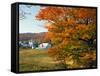 Fall Colors Framing Church and Town, East Corinth, Vermont, USA-Jaynes Gallery-Framed Stretched Canvas