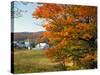 Fall Colors Framing Church and Town, East Corinth, Vermont, USA-Jaynes Gallery-Stretched Canvas