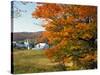 Fall Colors Framing Church and Town, East Corinth, Vermont, USA-Jaynes Gallery-Stretched Canvas