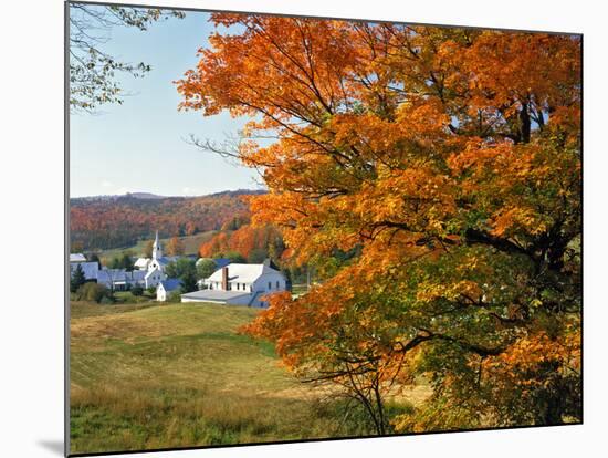 Fall Colors Framing Church and Town, East Corinth, Vermont, USA-Jaynes Gallery-Mounted Photographic Print