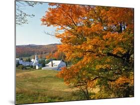 Fall Colors Framing Church and Town, East Corinth, Vermont, USA-Jaynes Gallery-Mounted Photographic Print