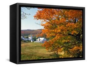 Fall Colors Framing Church and Town, East Corinth, Vermont, USA-Jaynes Gallery-Framed Stretched Canvas