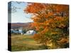 Fall Colors Framing Church and Town, East Corinth, Vermont, USA-Jaynes Gallery-Stretched Canvas