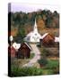 Fall Colors in Small Town with Church and Barns, Waits River, Vermont, USA-Bill Bachmann-Stretched Canvas