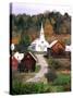 Fall Colors in Small Town with Church and Barns, Waits River, Vermont, USA-Bill Bachmann-Stretched Canvas