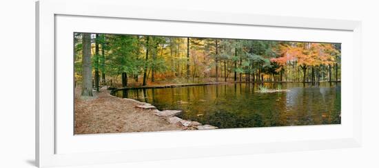 Fall colors over pond in Nature Center, Eagle Creek Park, Indianapolis, Indiana, USA-Anna Miller-Framed Photographic Print