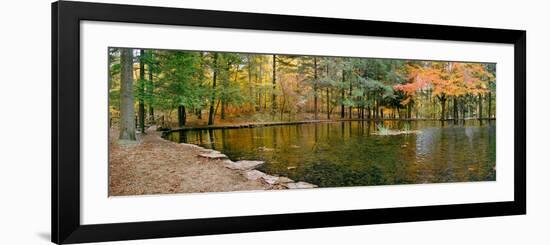 Fall colors over pond in Nature Center, Eagle Creek Park, Indianapolis, Indiana, USA-Anna Miller-Framed Photographic Print