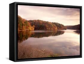 Fall Colors Reflected in Lake, Arkansas, USA-Gayle Harper-Framed Stretched Canvas