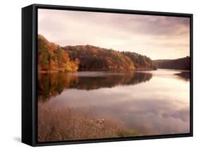 Fall Colors Reflected in Lake, Arkansas, USA-Gayle Harper-Framed Stretched Canvas