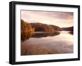 Fall Colors Reflected in Lake, Arkansas, USA-Gayle Harper-Framed Premium Photographic Print