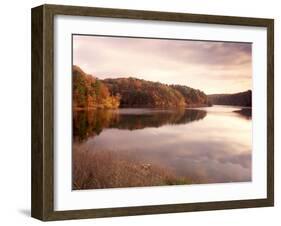 Fall Colors Reflected in Lake, Arkansas, USA-Gayle Harper-Framed Photographic Print