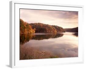 Fall Colors Reflected in Lake, Arkansas, USA-Gayle Harper-Framed Photographic Print