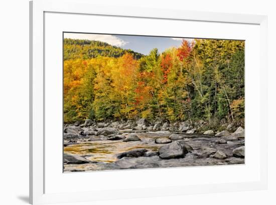 Fall colors reflecting on Swift River, Lower Falls Recreation Site, Kancamagus, New Hampshire-Adam Jones-Framed Photographic Print