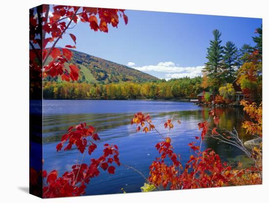 Fall Colours, Moose Pond, with Mount Pleasant in the Background, Maine, New England, USA-Roy Rainford-Stretched Canvas