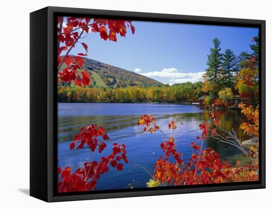 Fall Colours, Moose Pond, with Mount Pleasant in the Background, Maine, New England, USA-Roy Rainford-Framed Stretched Canvas
