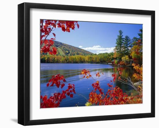 Fall Colours, Moose Pond, with Mount Pleasant in the Background, Maine, New England, USA-Roy Rainford-Framed Photographic Print