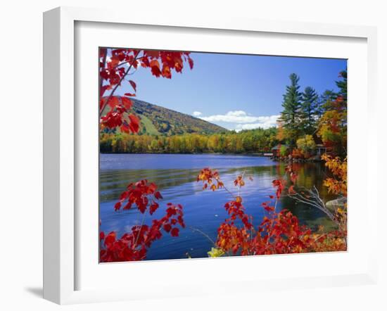 Fall Colours, Moose Pond, with Mount Pleasant in the Background, Maine, New England, USA-Roy Rainford-Framed Photographic Print