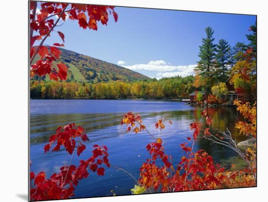 Fall Colours, Moose Pond, with Mount Pleasant in the Background, Maine, New England, USA-Roy Rainford-Mounted Photographic Print