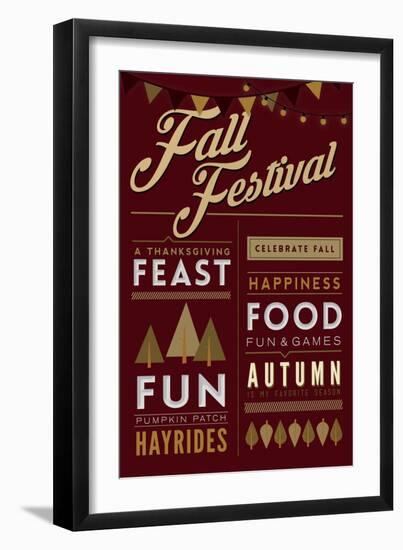 Fall Festival - Block Typography-Lantern Press-Framed Art Print