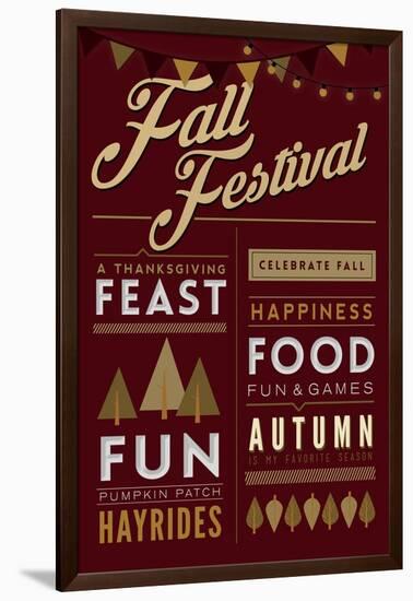 Fall Festival - Block Typography-Lantern Press-Framed Art Print