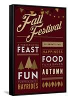 Fall Festival - Block Typography-Lantern Press-Framed Stretched Canvas