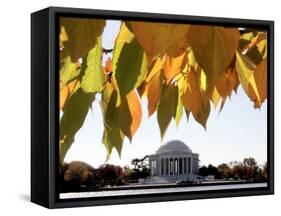 Fall Foliage Frames the Jefferson Memorial on the Tidal Basin Near the White House-Ron Edmonds-Framed Stretched Canvas