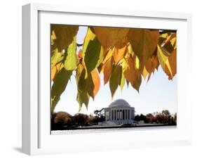 Fall Foliage Frames the Jefferson Memorial on the Tidal Basin Near the White House-Ron Edmonds-Framed Photographic Print