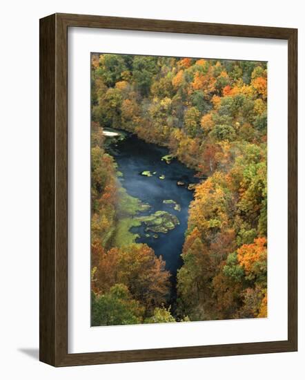 Fall forest and Ha Ha Tonka Spring, Ha Ha Tonka State Park, Missouri, USA-Charles Gurche-Framed Photographic Print