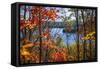 Fall Forest Framing Scenic Autumn Lake View from Lookout Trail in Algonquin Park, Ontario, Canada.-elenathewise-Framed Stretched Canvas
