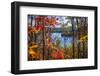 Fall Forest Framing Scenic Autumn Lake View from Lookout Trail in Algonquin Park, Ontario, Canada.-elenathewise-Framed Photographic Print