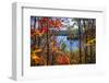 Fall Forest Framing Scenic Autumn Lake View from Lookout Trail in Algonquin Park, Ontario, Canada.-elenathewise-Framed Photographic Print