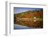 Fall Forest with Colorful Autumn Leaves and Highway 60 Reflecting in Lake of Two Rivers.  Algonquin-elenathewise-Framed Photographic Print