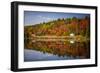 Fall Forest with Colorful Autumn Leaves and Highway 60 Reflecting in Lake of Two Rivers.  Algonquin-elenathewise-Framed Photographic Print