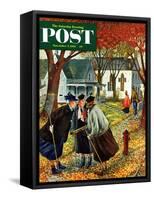 "Fall Gab Session" Saturday Evening Post Cover, November 7, 1953-Constantin Alajalov-Framed Stretched Canvas