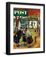 "Fall Gab Session" Saturday Evening Post Cover, November 7, 1953-Constantin Alajalov-Framed Giclee Print