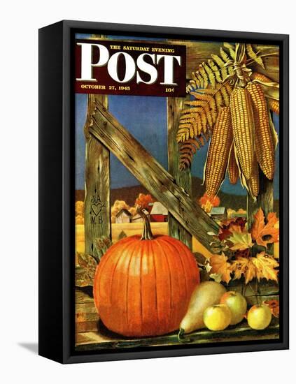 "Fall Harvest," Saturday Evening Post Cover, October 27, 1945-John Atherton-Framed Stretched Canvas