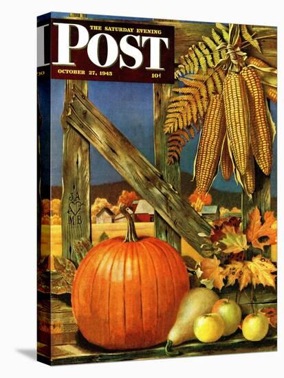 "Fall Harvest," Saturday Evening Post Cover, October 27, 1945-John Atherton-Stretched Canvas