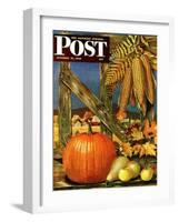 "Fall Harvest," Saturday Evening Post Cover, October 27, 1945-John Atherton-Framed Premium Giclee Print