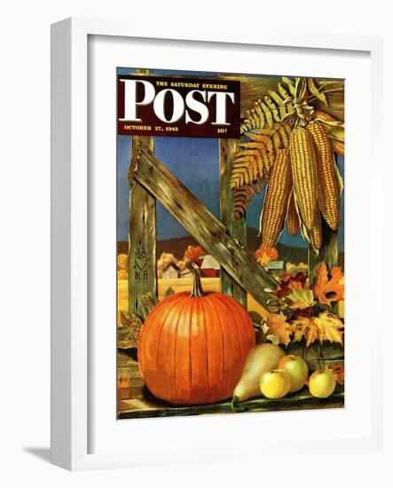 "Fall Harvest," Saturday Evening Post Cover, October 27, 1945-John Atherton-Framed Premium Giclee Print