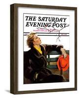 "Fall in the Park," Saturday Evening Post Cover, December 3, 1938-Neysa Mcmein-Framed Giclee Print