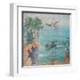 Fall of Icarus, Dead on Beach, Daedalus in Sky, C. 45-79-null-Framed Art Print