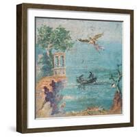 Fall of Icarus, Dead on Beach, Daedalus in Sky, C. 45-79-null-Framed Art Print