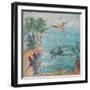 Fall of Icarus, Dead on Beach, Daedalus in Sky, C. 45-79-null-Framed Art Print