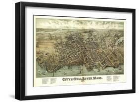 Fall River, Massachusetts - Panoramic Map-Lantern Press-Framed Art Print