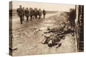 Fallen English after Street Fighting at the Village of Moreuil (B/W Photo)-German photographer-Stretched Canvas